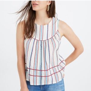 Madewell cream striped babydoll top XXS nwt Rickrack swing tank in stripe